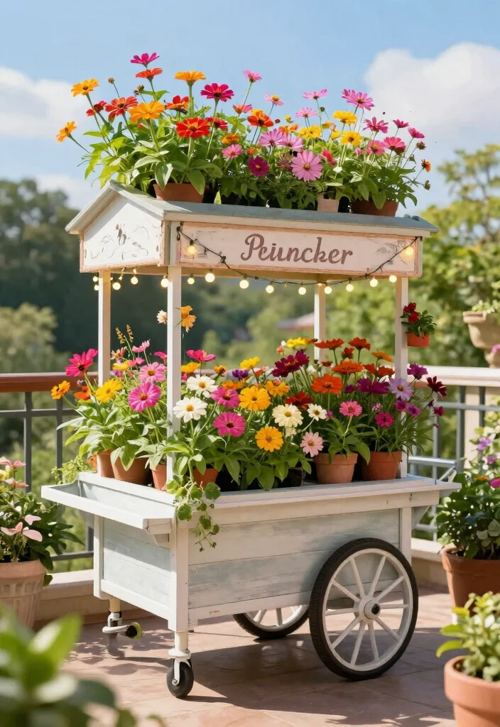 12 Flower Balcony Concepts for Renters Who Can't Drill - 6. Portable Flower Carts 1