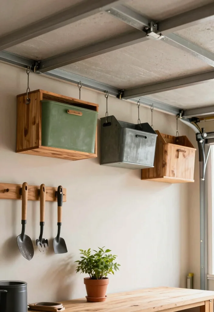 12 Garage Ceiling Storage Ideas That Hold Heavy Bins Securely - 2. DIY Ceiling Storage Bins 1