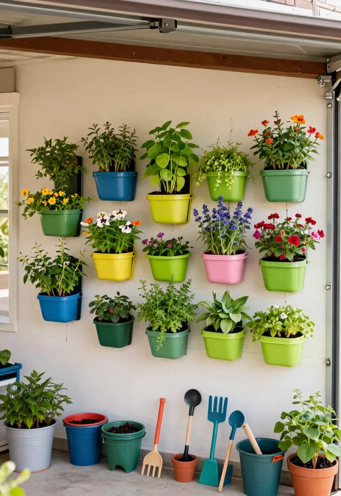 12 Garage Ceiling Storage Ideas That Hold Heavy Bins Securely - 6. Wall-Mounted Vertical Planters 1