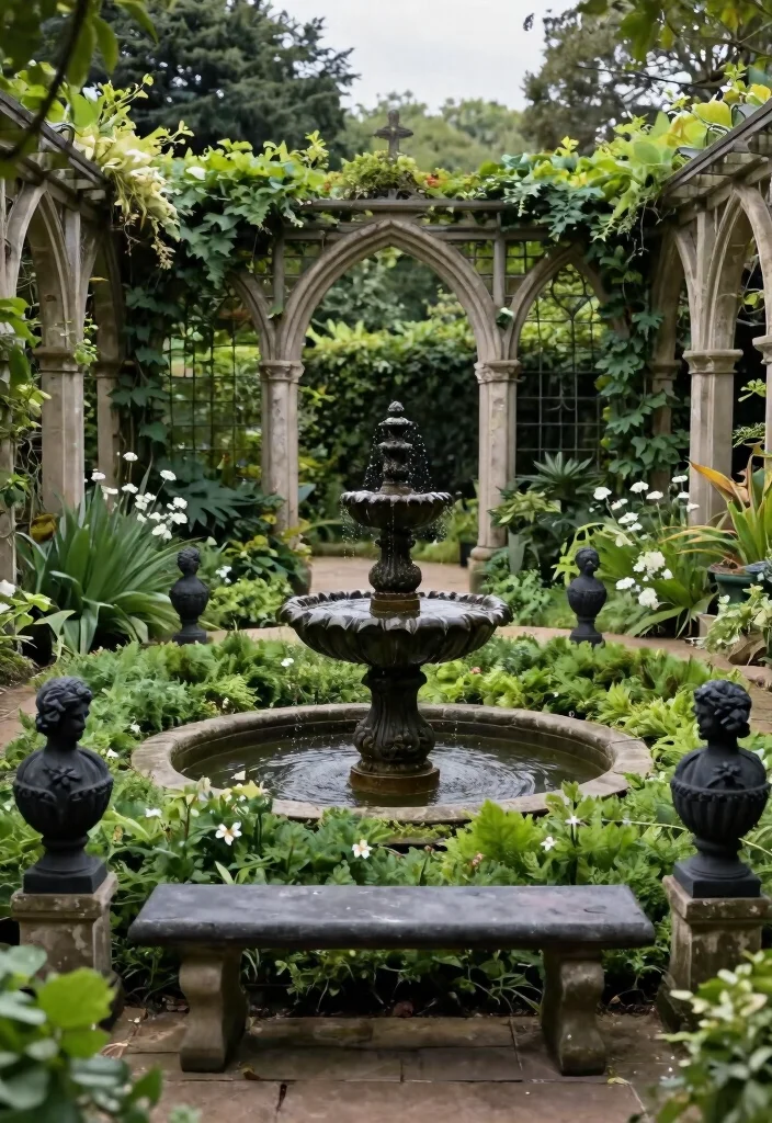 12 Gothic Farmhouse Design Ideas That Don't Look Overdone - 10. Dark Garden Focal Points 1