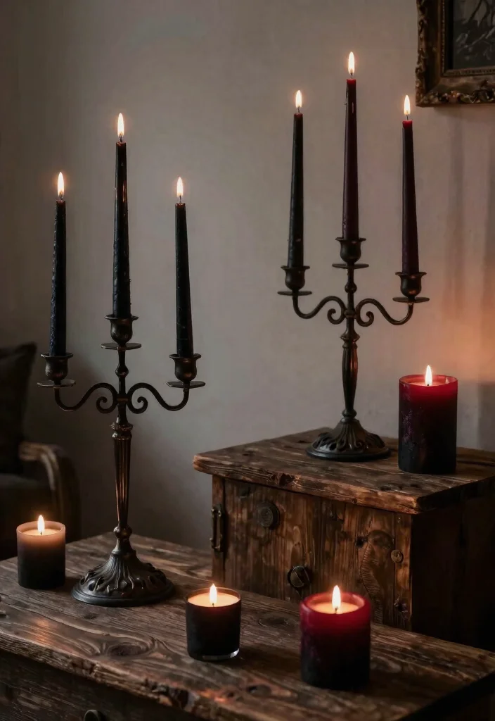 12 Gothic Farmhouse Design Ideas That Don't Look Overdone - 9. Candle Displays for Ambiance 1