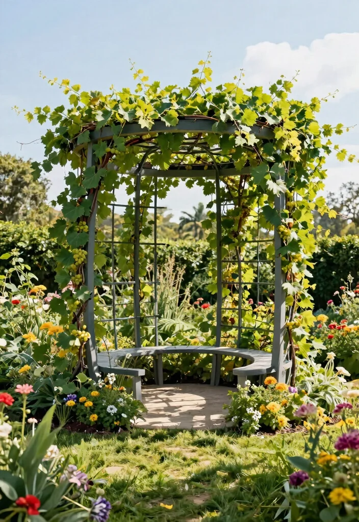 12 Grape Vine Trellis Ideas That Support Heavy Fruit Without Collapsing - 10. Circular Trellis 1