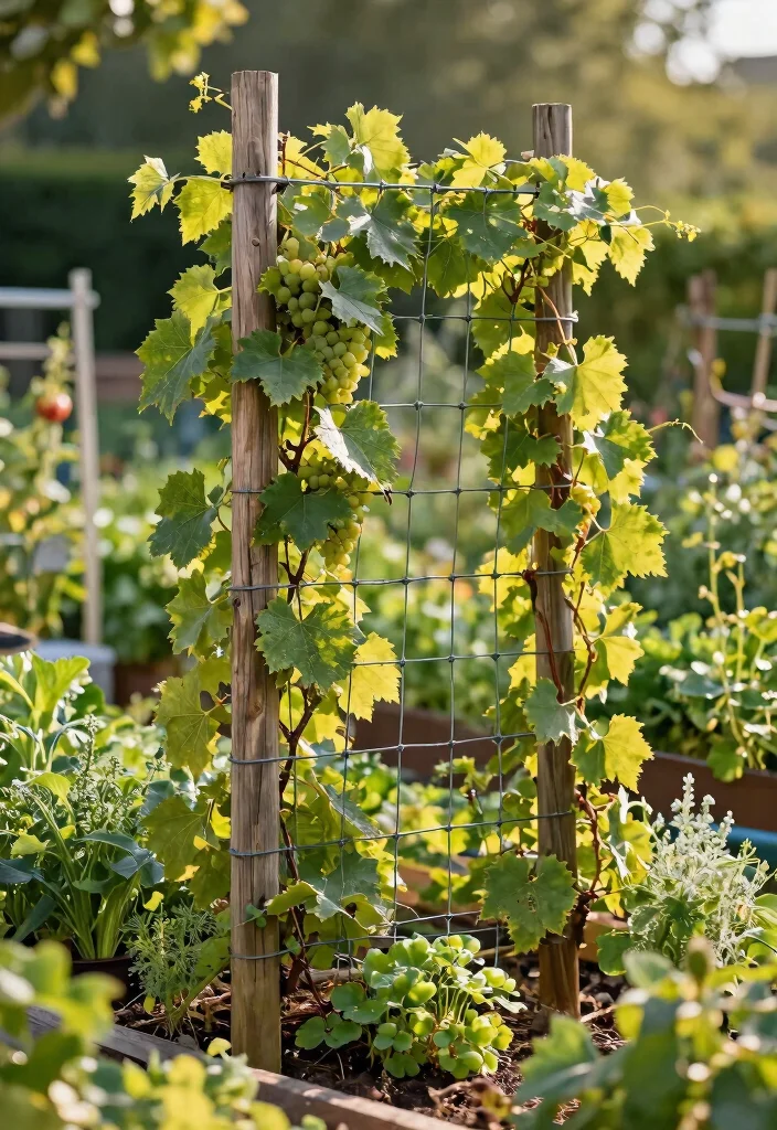 12 Grape Vine Trellis Ideas That Support Heavy Fruit Without Collapsing - 3. Simple DIY Wire Trellis 1