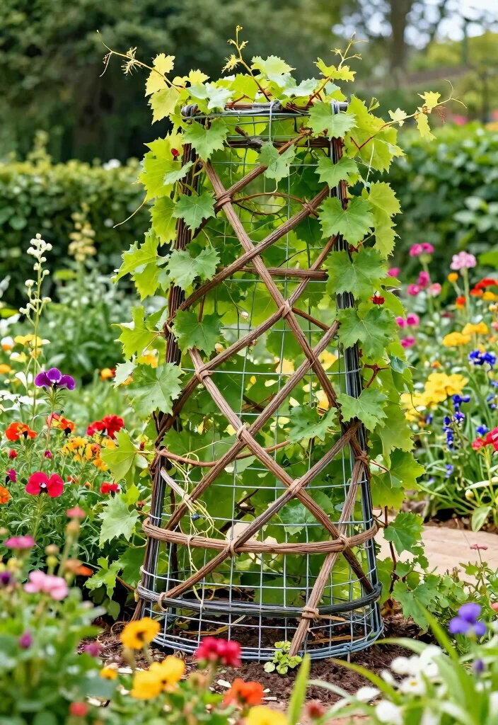 12 Grape Vine Trellis Ideas That Support Heavy Fruit Without Collapsing - 8. Woven Wire Trellis 1