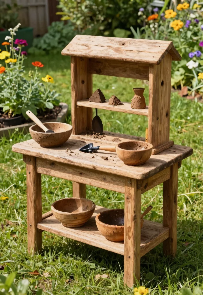 12 Outdoor Mud Kitchens for Kids That Actually Rinse Clean - 1. Rustic Wooden Charm 1