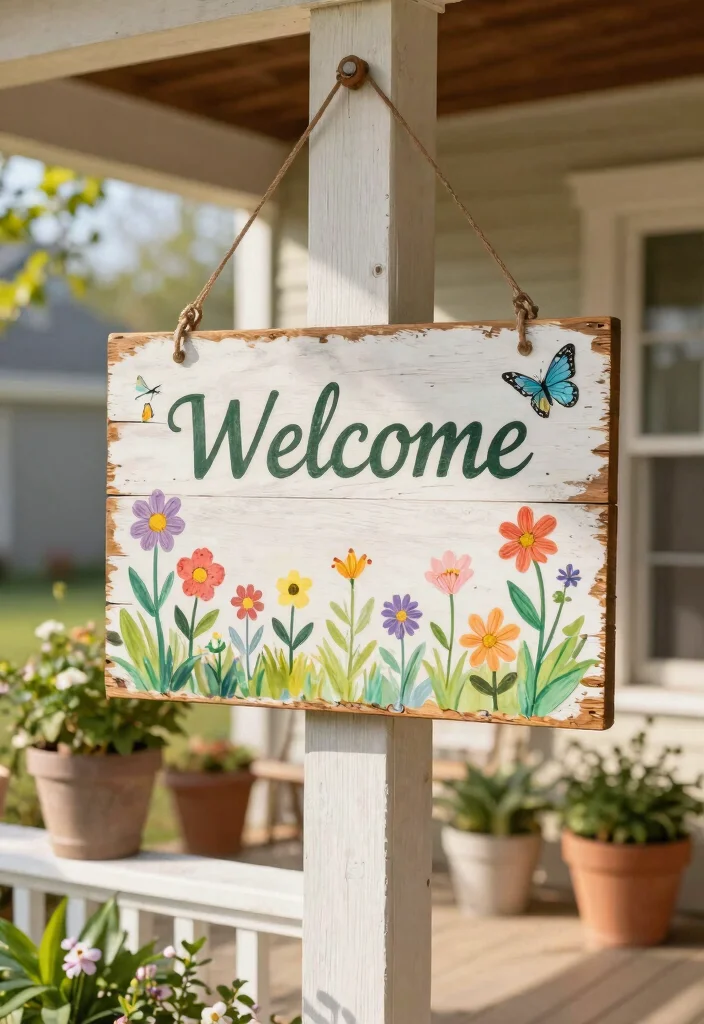 12 Spring Porch Decor Ideas That Transition Easily From Winter - 11. Welcome Sign with a Twist 1