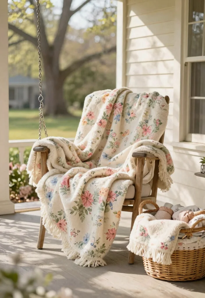 12 Spring Porch Decor Ideas That Transition Easily From Winter - 12. Seasonal Throw Blankets 1