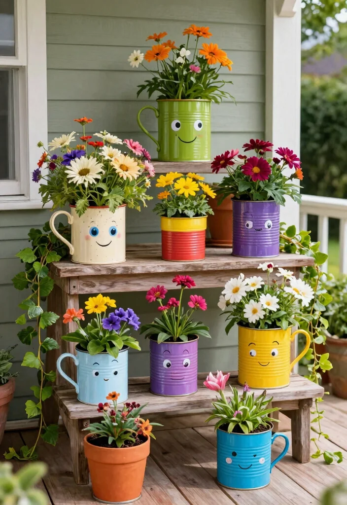 12 Spring Porch Decor Ideas That Transition Easily From Winter - 4. Upcycled Planters 1