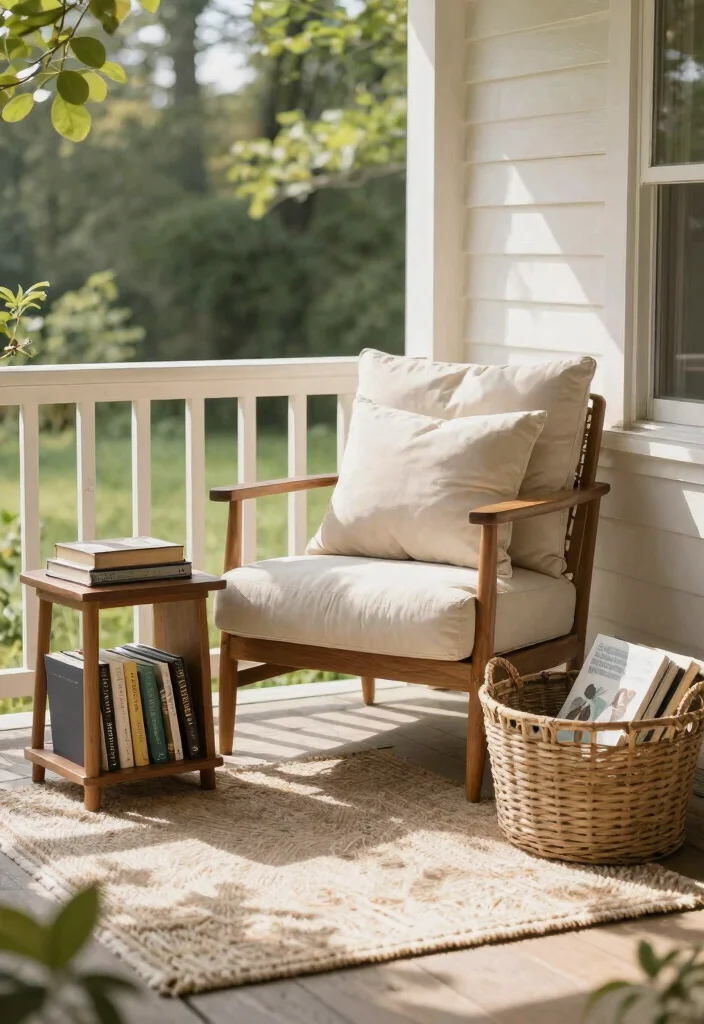 12 Tiny Porch Decorating Ideas That Make 4x6 Spaces Feel Cozy - 10. Set Up a Cozy Reading Nook 1
