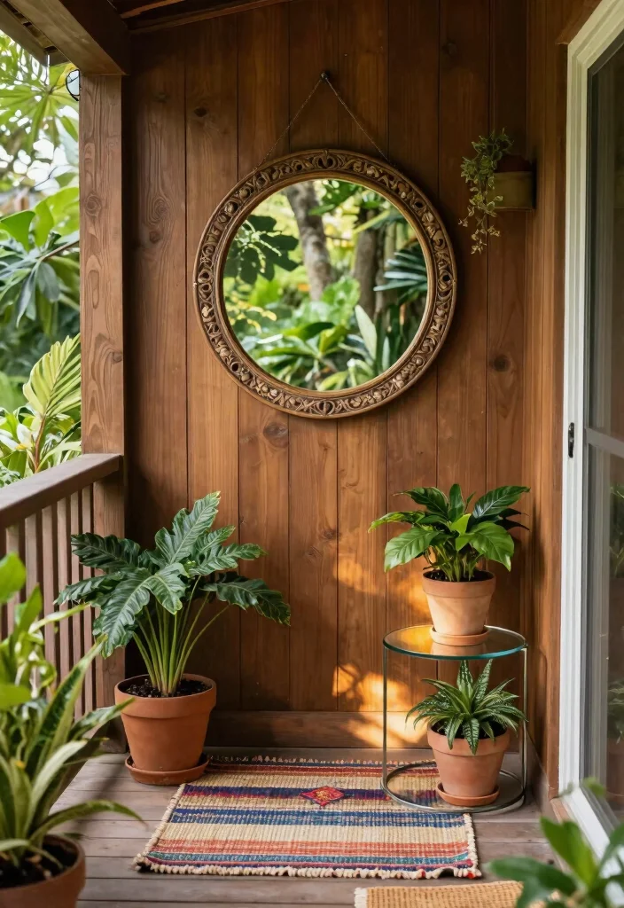 12 Tiny Porch Decorating Ideas That Make 4x6 Spaces Feel Cozy - 3. Use Reflective Surfaces 1