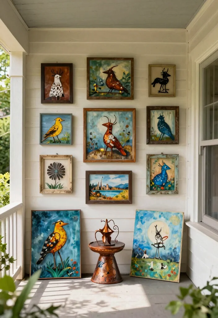 12 Tiny Porch Decorating Ideas That Make 4x6 Spaces Feel Cozy - 9. Personal Touches with Artwork 1