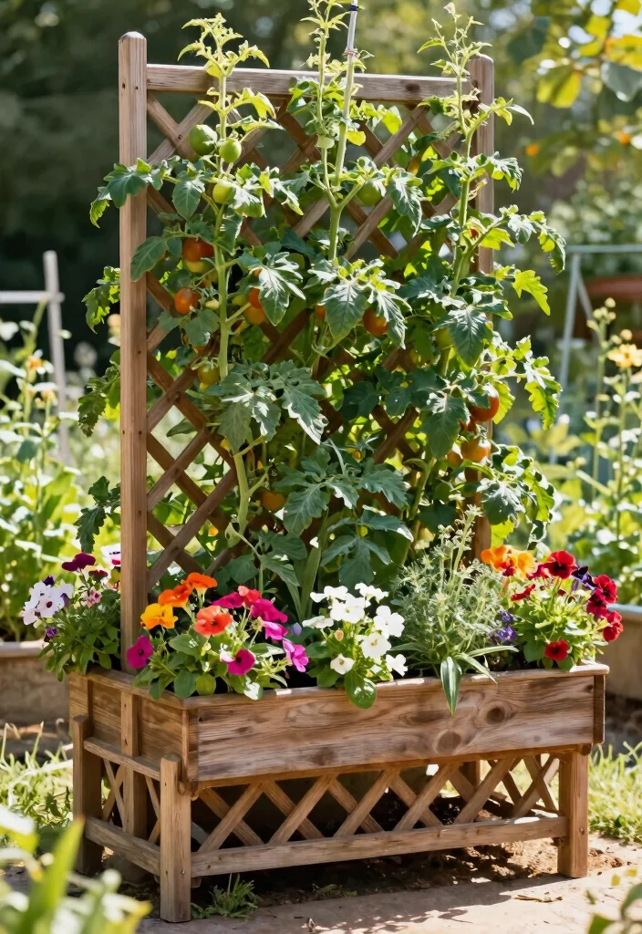 12 Tomato Trellis Ideas That Support Heavy Vines Without Tipping - 10. Trellis with Planter Boxes 1