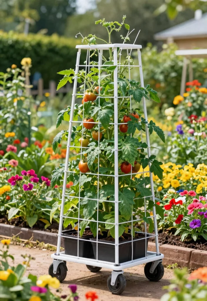 12 Tomato Trellis Ideas That Support Heavy Vines Without Tipping - 12. Mobile Trellis System 1