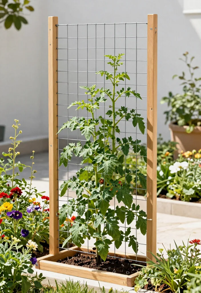 12 Tomato Trellis Ideas That Support Heavy Vines Without Tipping - 2. Versatile Wire Grid Trellis 1