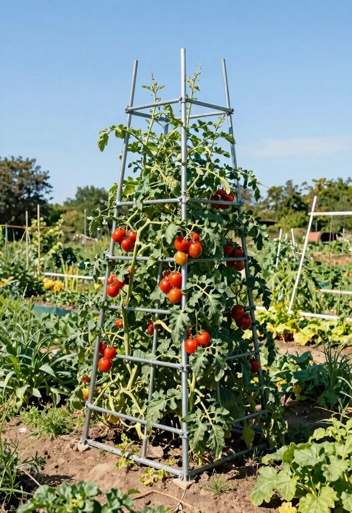12 Tomato Trellis Ideas That Support Heavy Vines Without Tipping - 3. Sturdy Cattle Panel Trellis 1