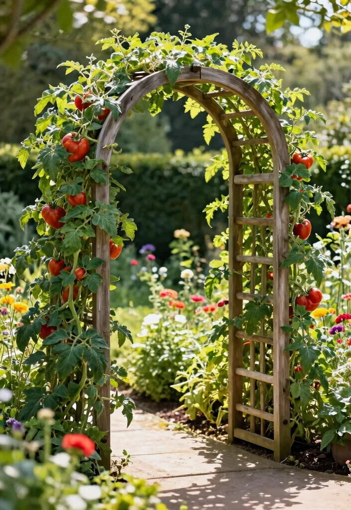 12 Tomato Trellis Ideas That Support Heavy Vines Without Tipping - 4. Elegant Arch Trellis 1