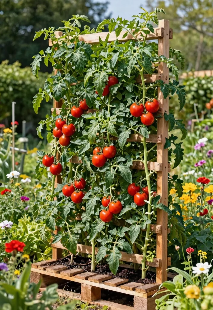 12 Tomato Trellis Ideas That Support Heavy Vines Without Tipping - 8. Vertical Garden Wall Trellis 1