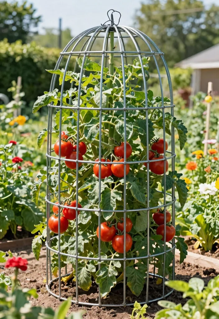12 Tomato Trellis Ideas That Support Heavy Vines Without Tipping - 9. Tomato Cage Trellis 1
