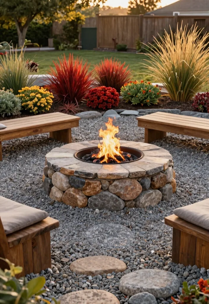14 Backyard Fire Pit Landscape Ideas That Keep Grass From Burning - 1. Gravel Surround 1
