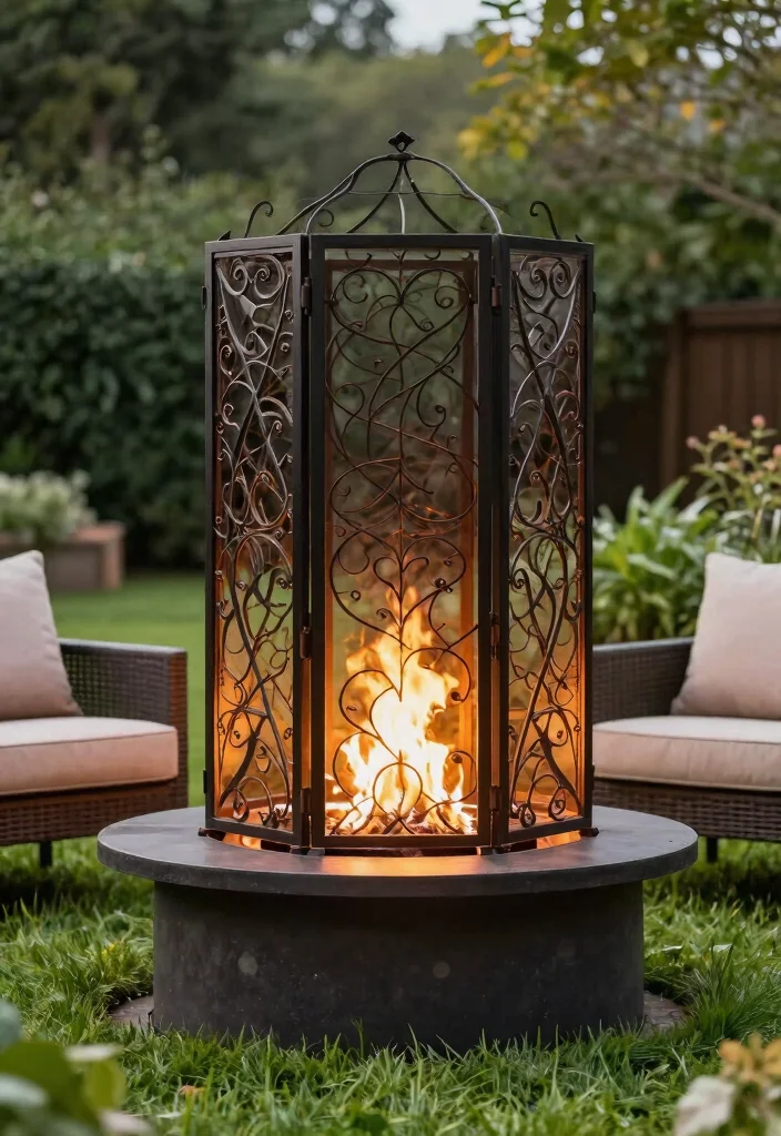 14 Backyard Fire Pit Landscape Ideas That Keep Grass From Burning - 12. Decorative Fire Screens 1