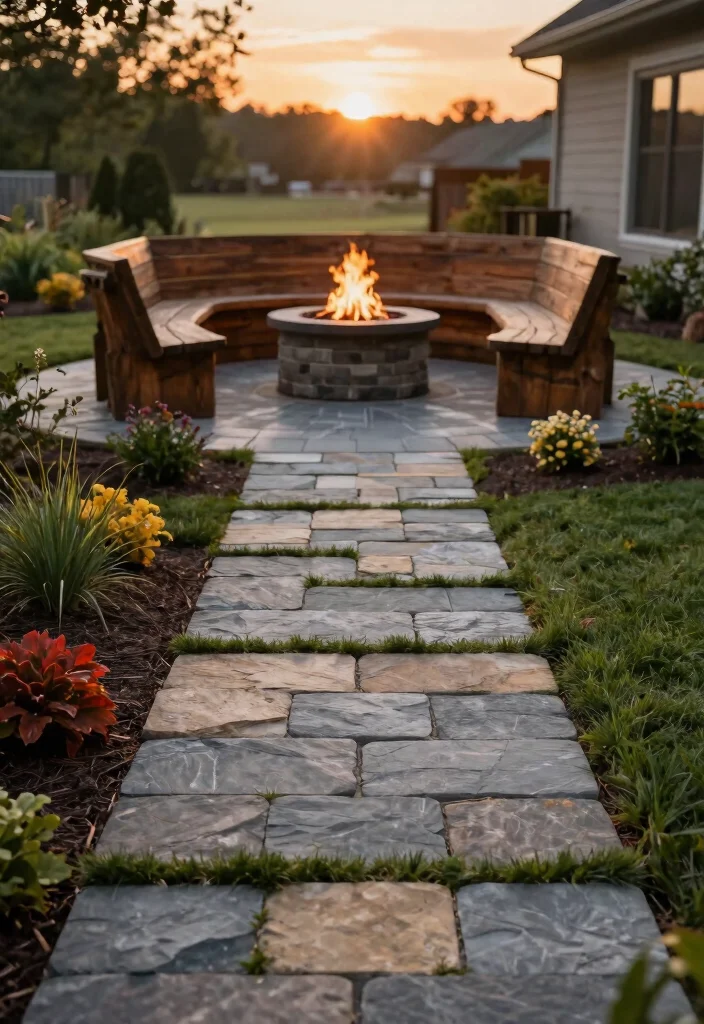 14 Backyard Fire Pit Landscape Ideas That Keep Grass From Burning - 4. Paver Pathway 1