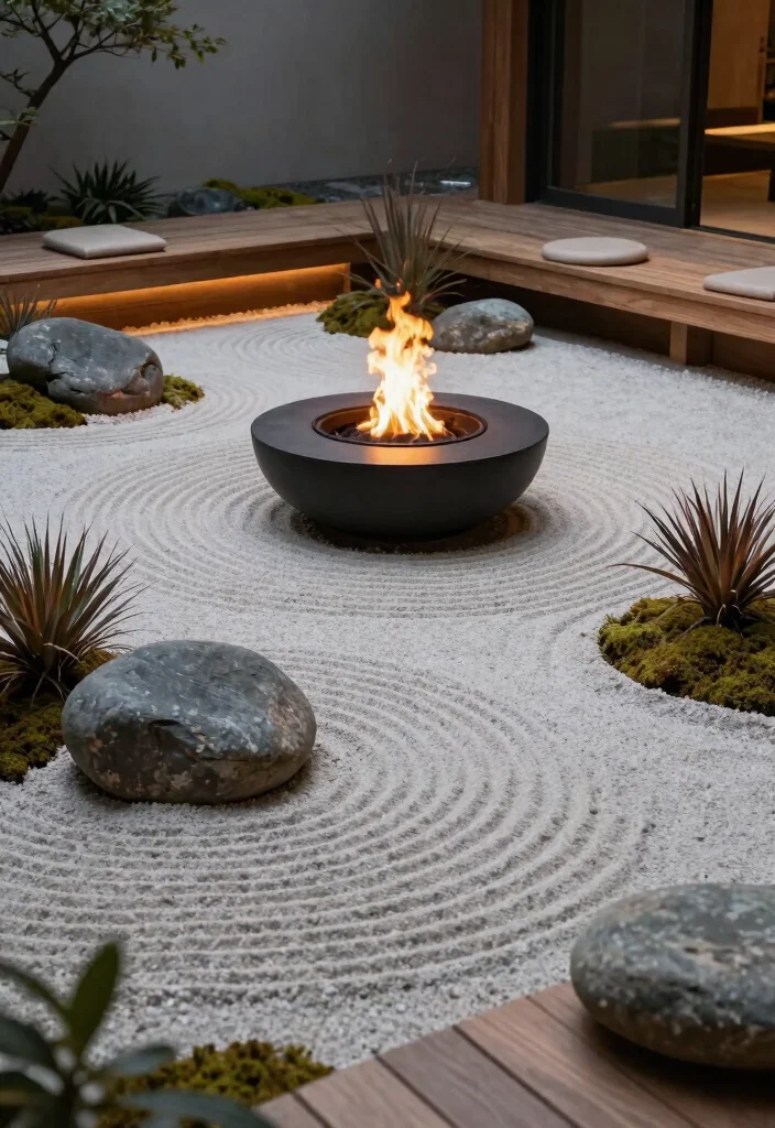 14 Backyard Fire Pit Landscape Ideas That Keep Grass From Burning - 7. Zen Garden Elements 1