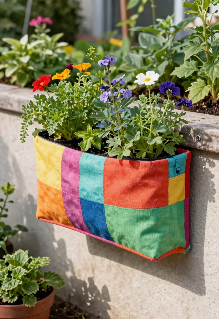 14 Block Planter Concepts That Stack Easily Without Mortar or Glue - 10. Fabric Pocket Planters 1