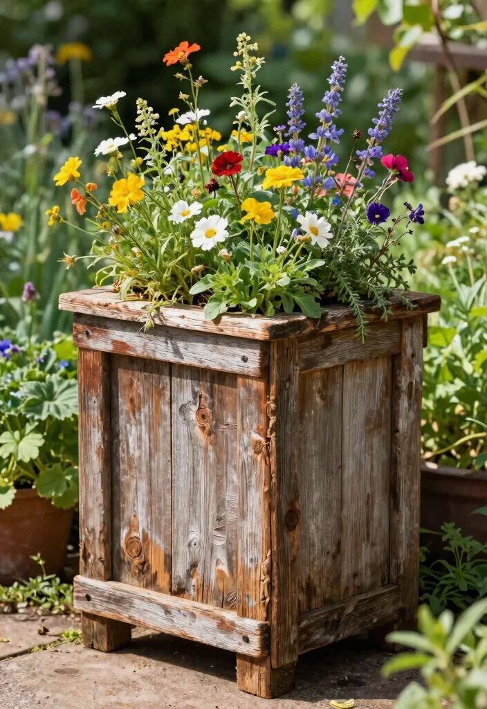 14 Block Planter Concepts That Stack Easily Without Mortar or Glue - 8. Reclaimed Wood Vertical Planters 1