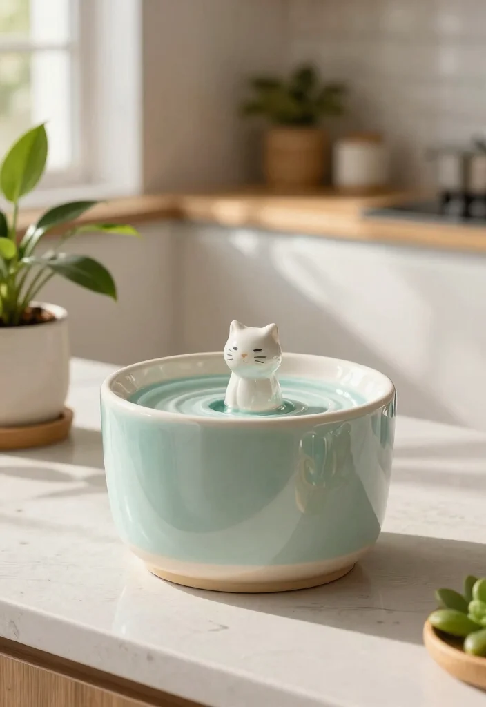 14 Cat Water Fountain Ideas That Keep Water Fresh All Day - 1. Eco-Friendly Ceramic Fountain 1