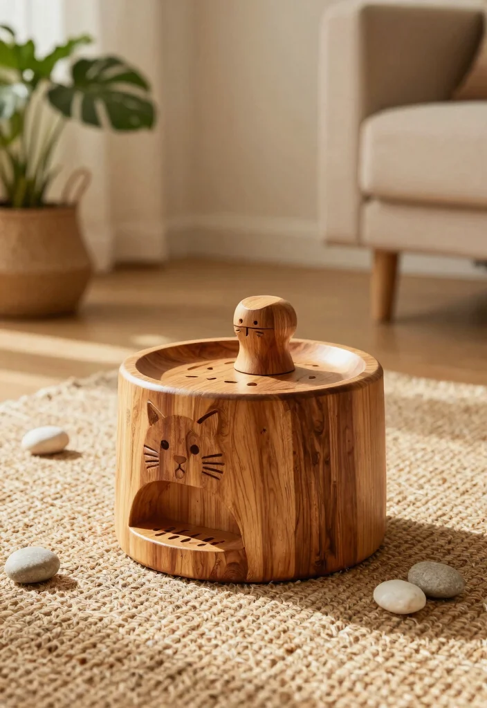 14 Cat Water Fountain Ideas That Keep Water Fresh All Day - 2. Wooden Water Dispenser 1