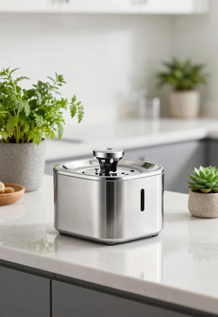 14 Cat Water Fountain Ideas That Keep Water Fresh All Day - 4. Stainless Steel Fountain 1