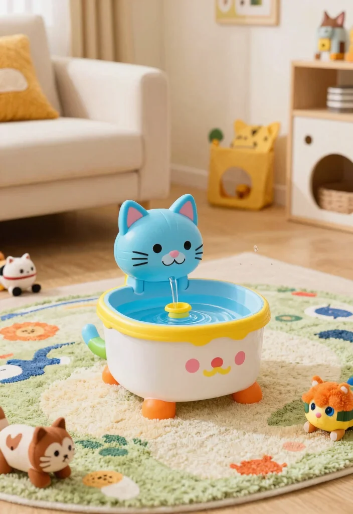 14 Cat Water Fountain Ideas That Keep Water Fresh All Day - 5. Colorful Plastic Fountain 1