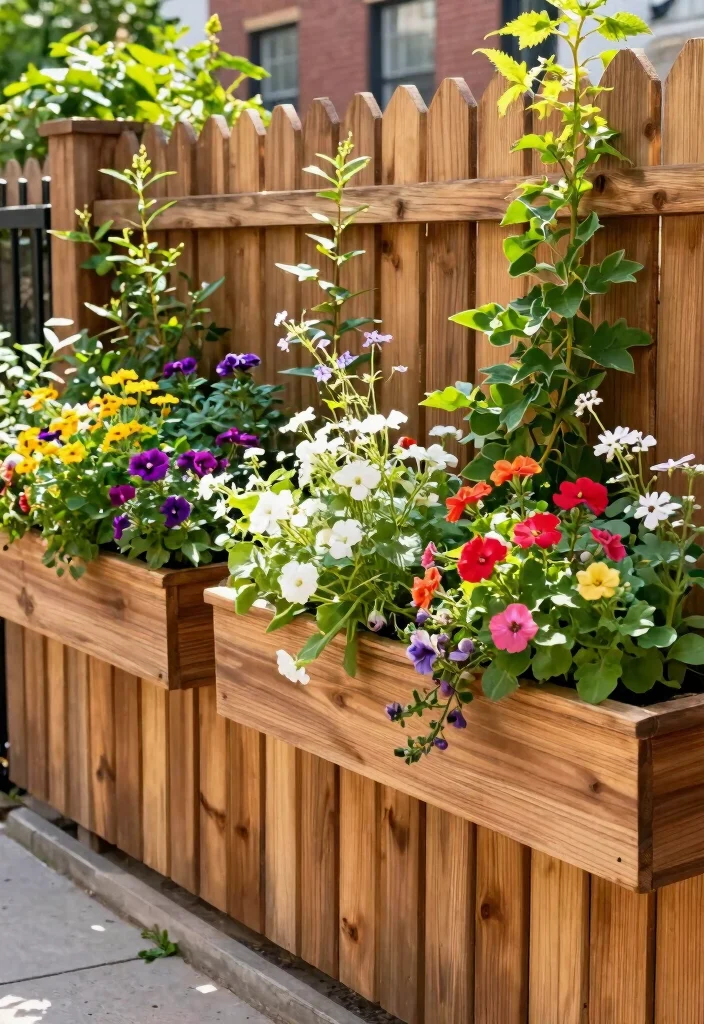 14 Cedar Wood Fence Ideas That Stay Standing Through Any Weather - 7. Cedar Fence with Built-In Planters 1