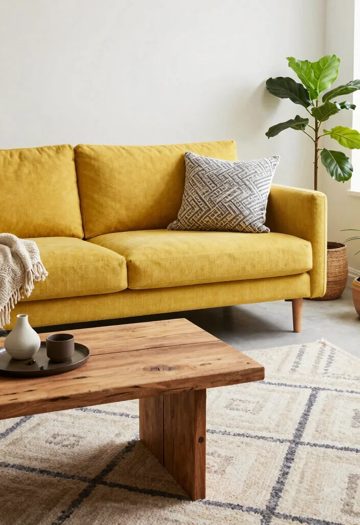 14 Farmhouse Couches Living Room Ideas That Look Expensive Under $800 - 5. Mid-Century Modern Farmhouse Fusion 1