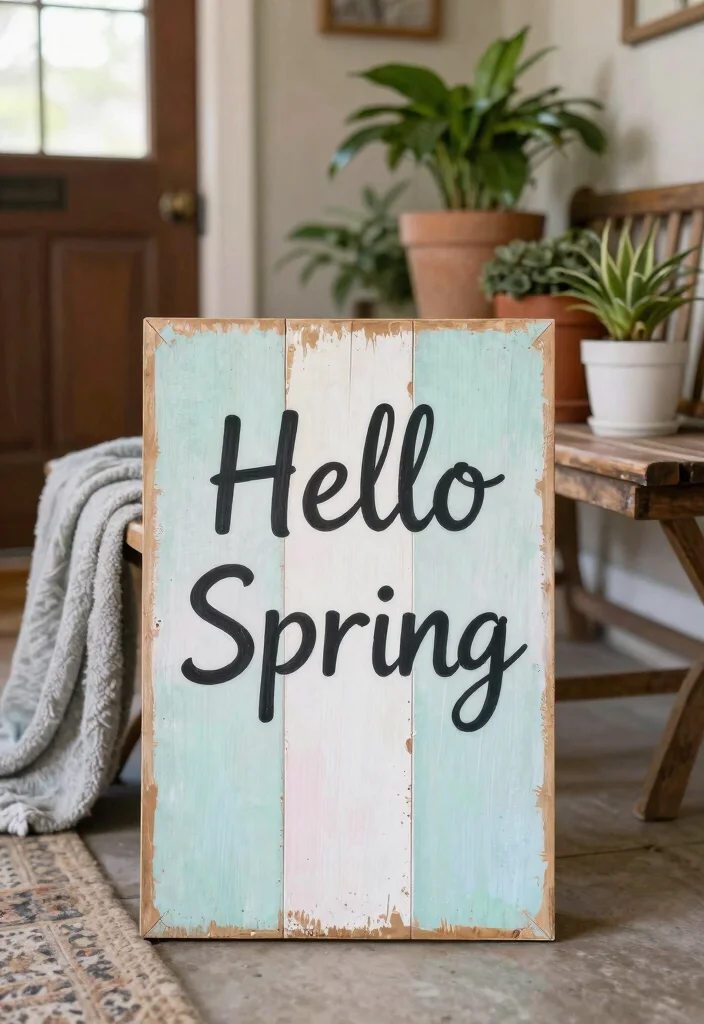 14 Farmhouse Spring Decor Ideas on a Budget That Look Fresh Not Cluttered - 11. DIY Spring Signs 1