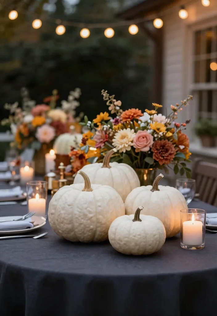 14 Halloween Patio Decor Ideas That Look Spooky Without Being Tacky - 1. Classy White Pumpkins 1