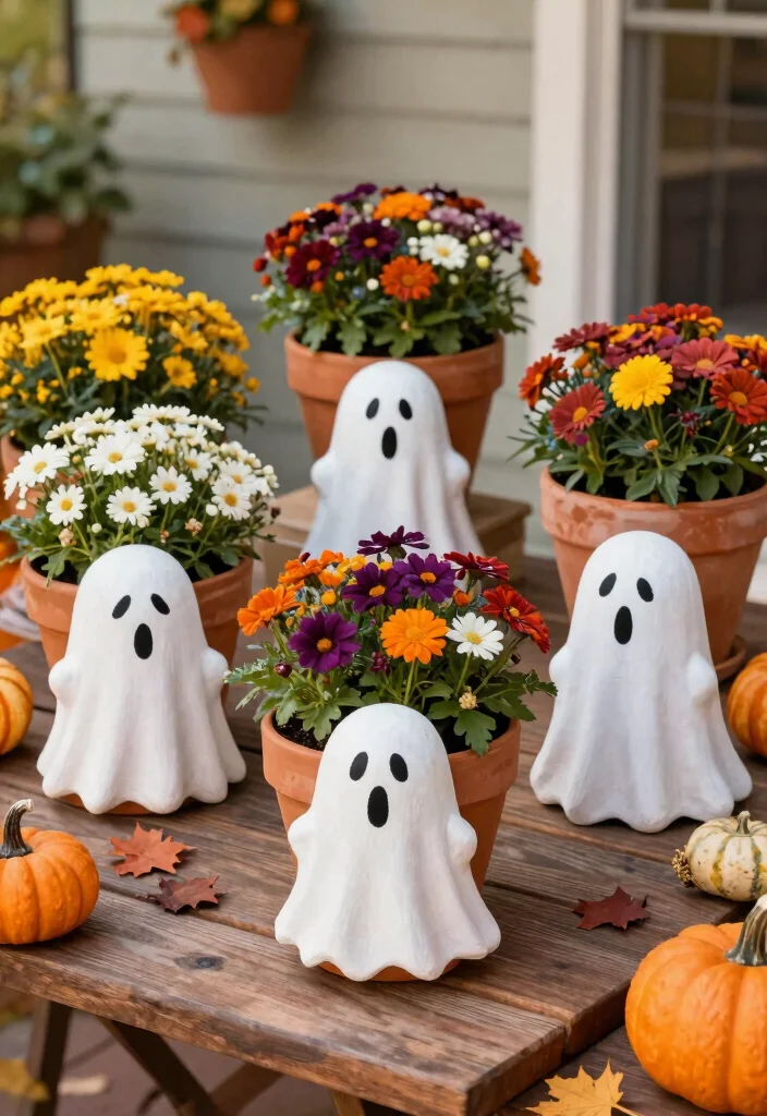14 Halloween Patio Decor Ideas That Look Spooky Without Being Tacky - 4. Terracotta Ghost Planters 1