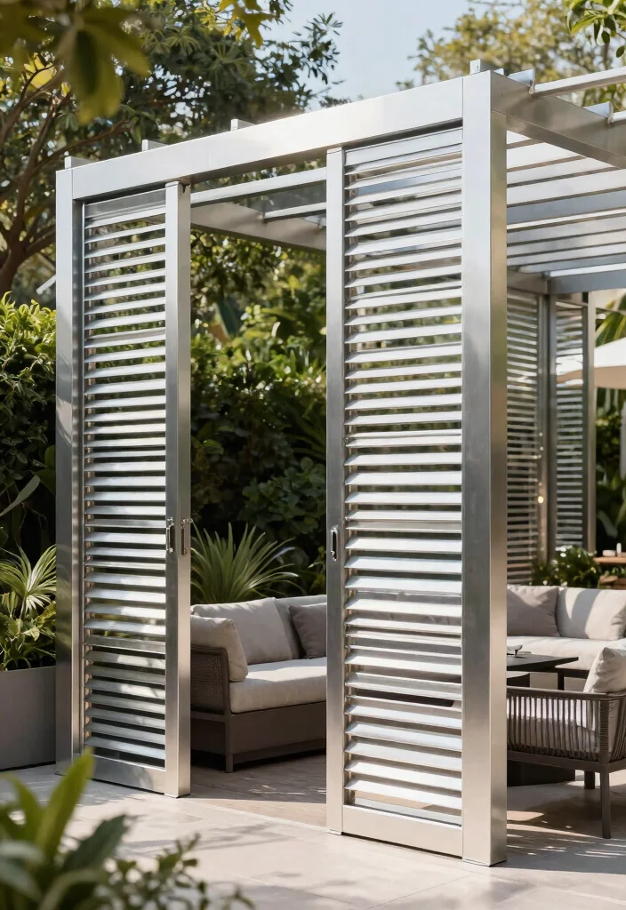 14 Pergola Retractable Shade Ideas That Don't Jam or Tear Easily - 3. Aluminum Louvered Systems 1