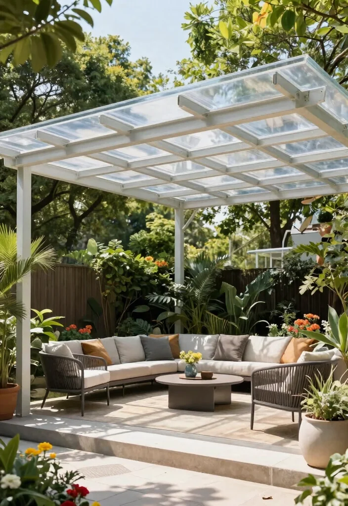 14 Pergola Retractable Shade Ideas That Don't Jam or Tear Easily - 8. Polycarbonate Panels 1