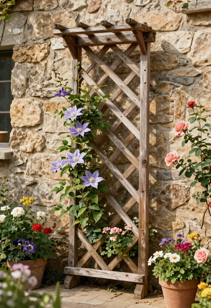 14 Plant Trellis Ideas That Support Heavy Vines Without Tipping - 1. Rustic Wooden Lattice Trellis 1
