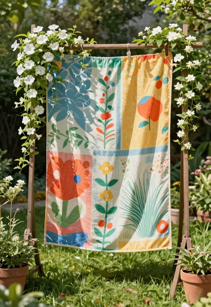 14 Plant Trellis Ideas That Support Heavy Vines Without Tipping - 14. Colorful Fabric Trellis 1
