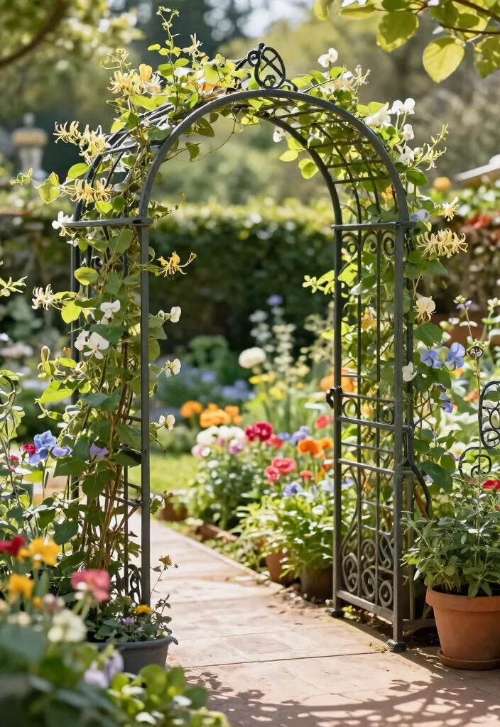 14 Plant Trellis Ideas That Support Heavy Vines Without Tipping - 2. Elegant Metal Arch Trellis 1