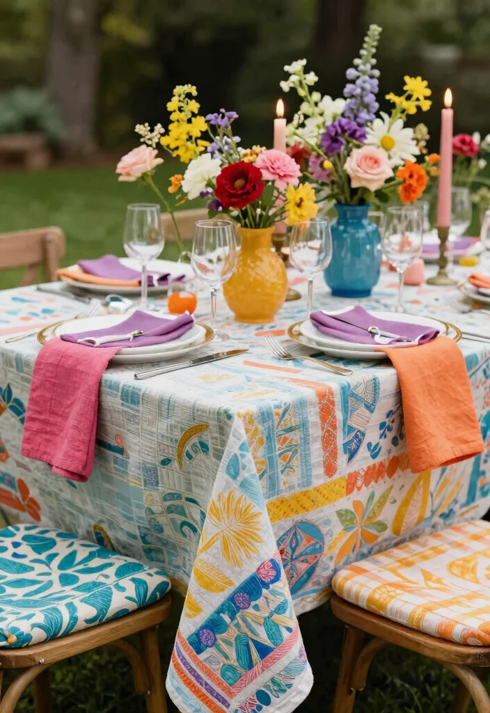 15 Backyard Wedding Decor Ideas on a Budget That Look Professionally Styled - 10. Colorful Table Linens 1