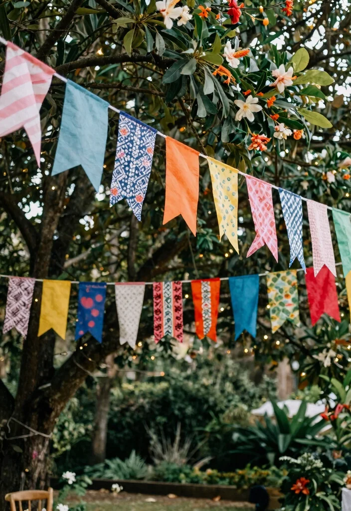 15 Backyard Wedding Decor Ideas on a Budget That Look Professionally Styled - 15. Colorful Banners and Garlands 1