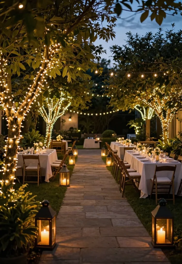 15 Backyard Wedding Decor Ideas on a Budget That Look Professionally Styled - 3. String Lights and Lanterns 1