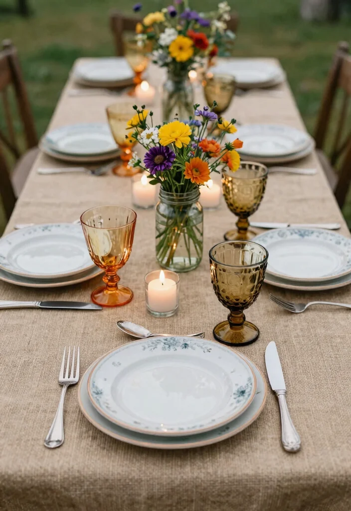 15 Backyard Wedding Decor Ideas on a Budget That Look Professionally Styled - 5. Vintage Table Settings 1