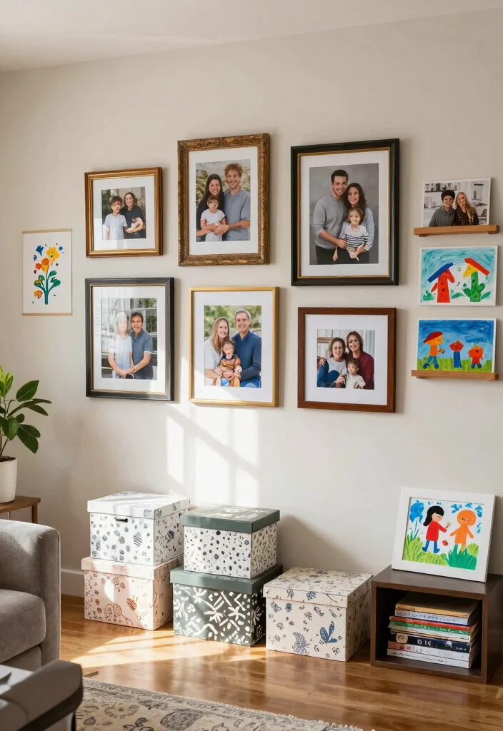 15 Farmhouse Living Room Decor Concepts on a Budget That Feel High-End - 13. Personalized Family Touches 1