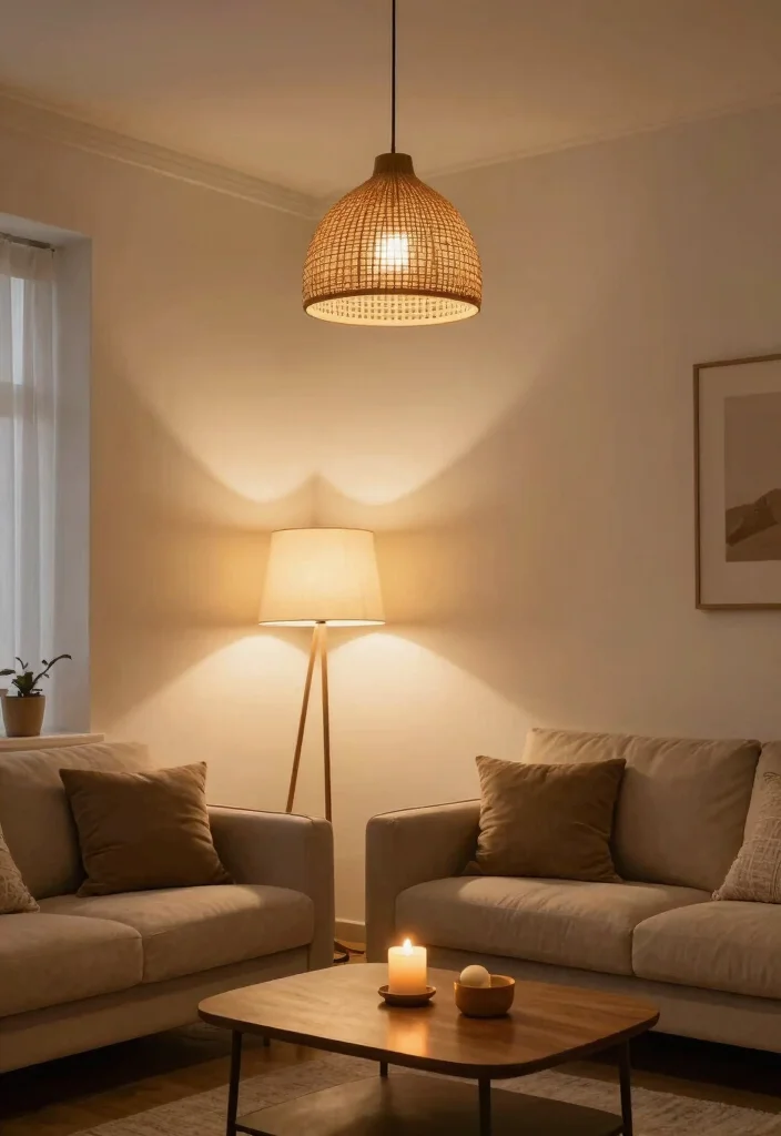 15 Farmhouse Living Room Decor Concepts on a Budget That Feel High-End - 7. Cozy Layered Lighting 1