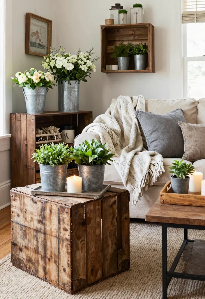15 Farmhouse Living Room Decor Concepts on a Budget That Feel High-End - 9. Farmhouse-Style Accessories 1