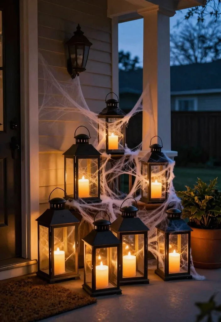 15 Halloween Front Porch Ideas That Stay Put in Wind and Rain - 4. Weather-Resistant Lanterns 1